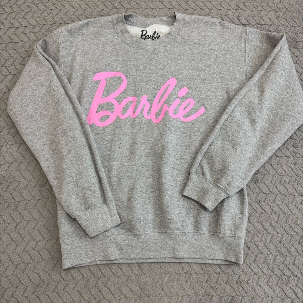 Barbie Heather Gray Sweatshirt with Pink Logo